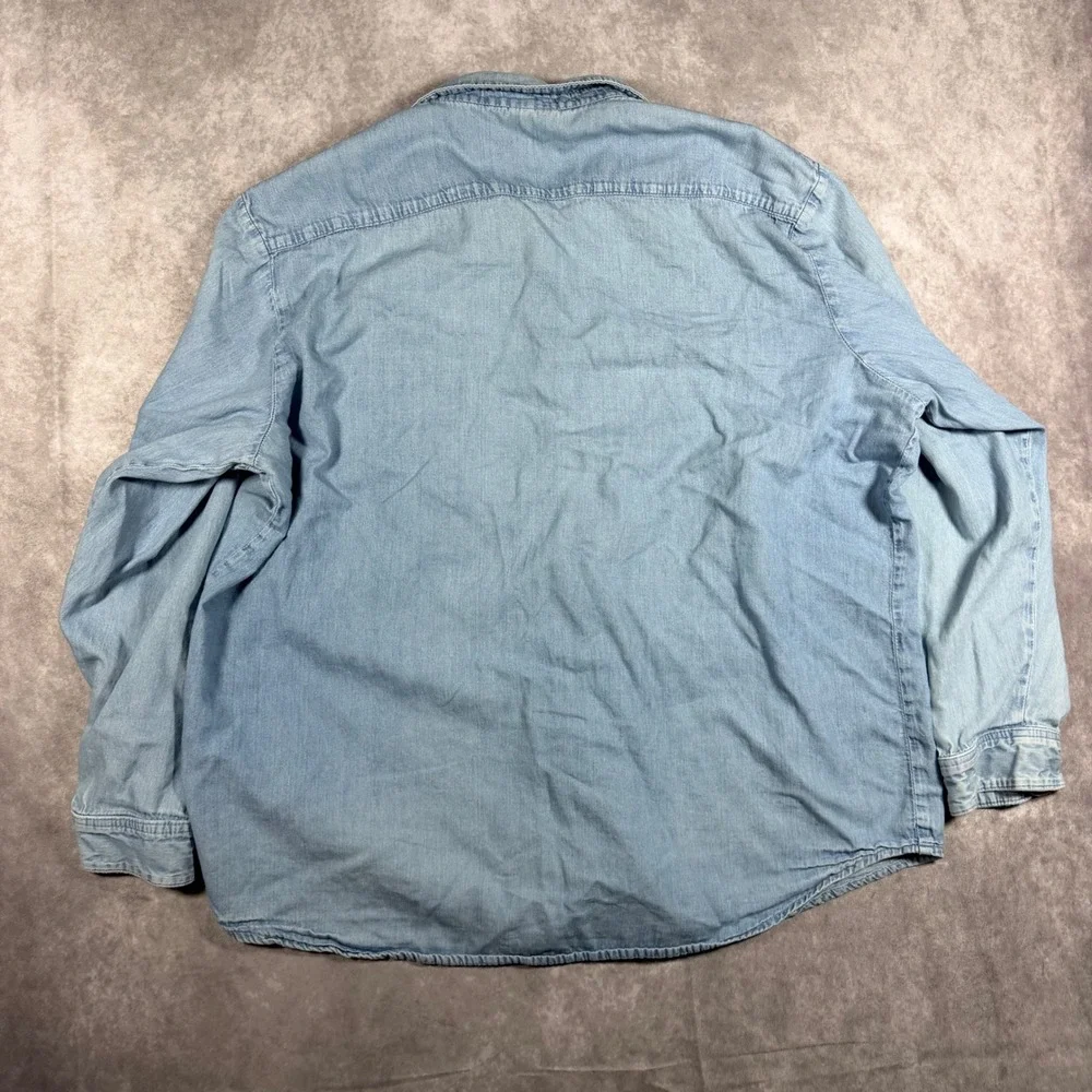 Vintage Nemesis Sportswear USPS Denim Shirt Mens 2XL Blue Long Sleeve USA Made
